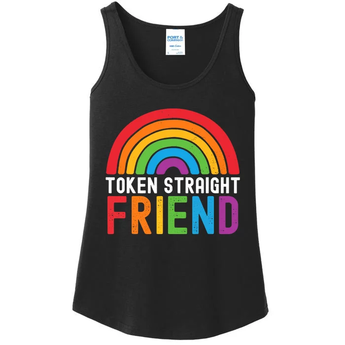 Token Straight Friend Rainbow Lgbt Supporter Ladies Essential Tank