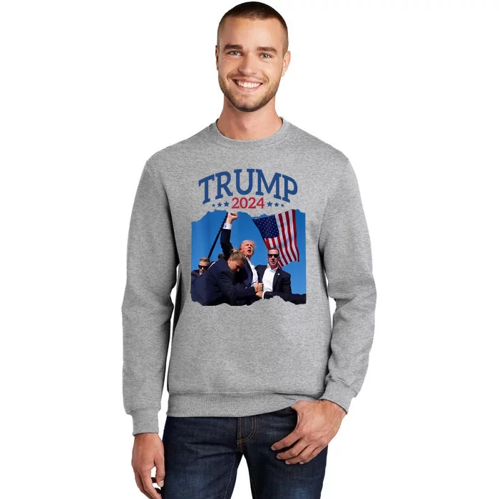 Trump Short Fist Pumped 2024 Pray For Trump Nevers Give Up Tall Sweatshirt