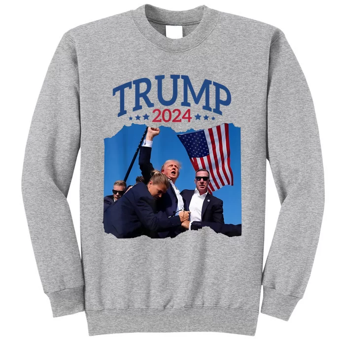 Trump Short Fist Pumped 2024 Pray For Trump Nevers Give Up Tall Sweatshirt