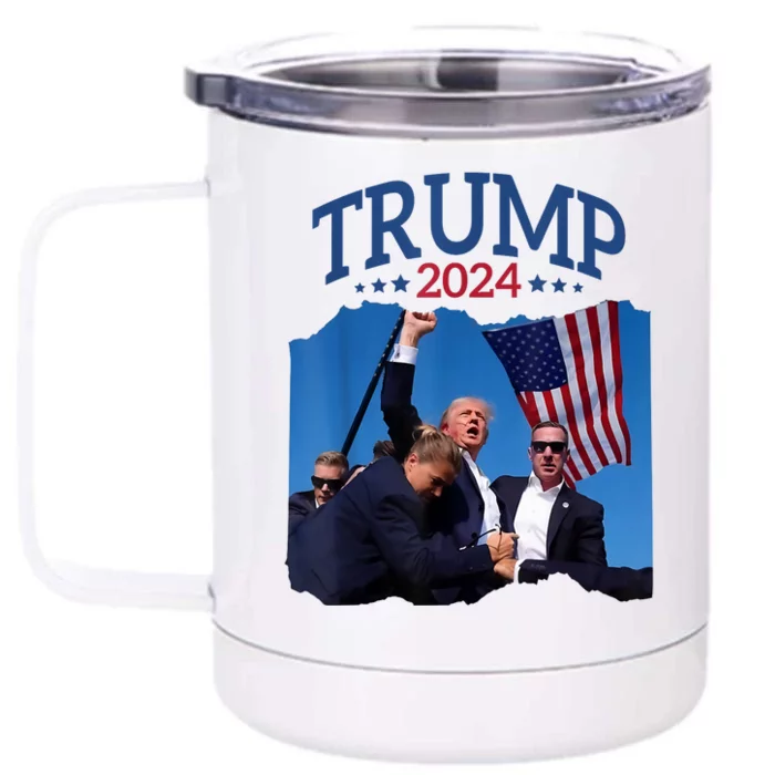 Trump Short Fist Pumped 2024 Pray For Trump Nevers Give Up Front & Back 12oz Stainless Steel Tumbler Cup