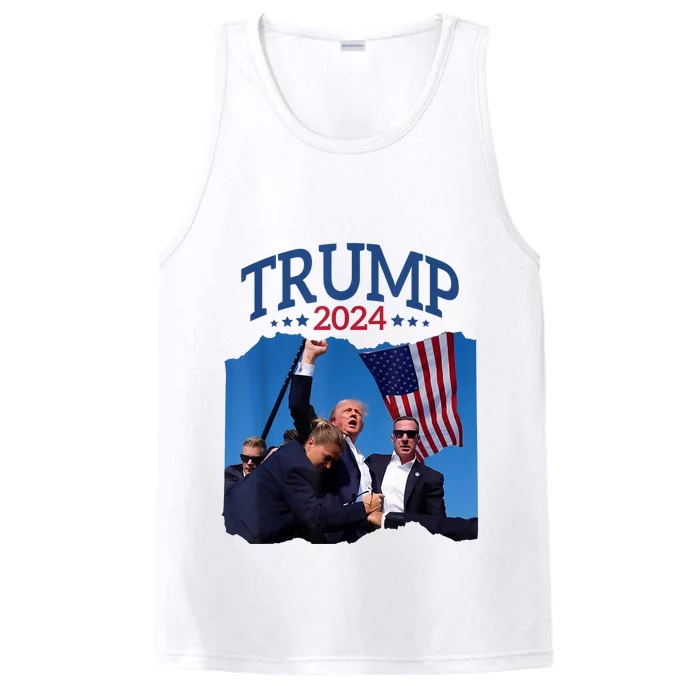 Trump Short Fist Pumped 2024 Pray For Trump Nevers Give Up Performance Tank