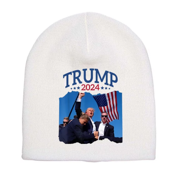 Trump Short Fist Pumped 2024 Pray For Trump Nevers Give Up Short Acrylic Beanie