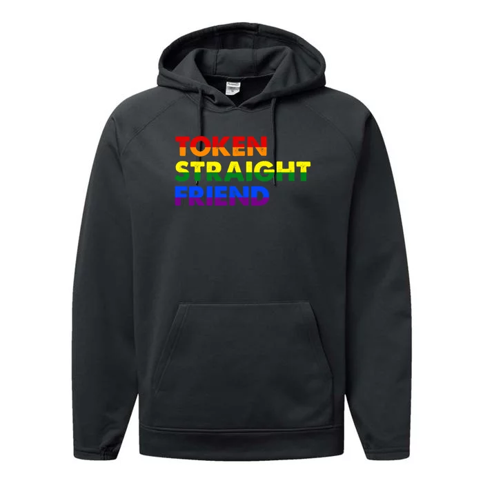 Token Straight Friend Rainbow Colors Performance Fleece Hoodie