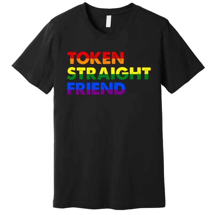 Token Straight Friend Rainbow Colors Premium T-Shirt