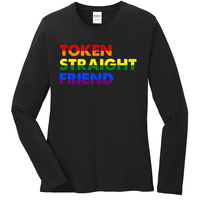 Token Straight Friend Rainbow Colors Ladies Long Sleeve Shirt