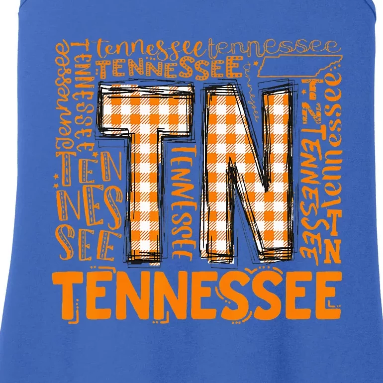 Tennessee State Flag Orange Plaid TN Ladies Essential Tank