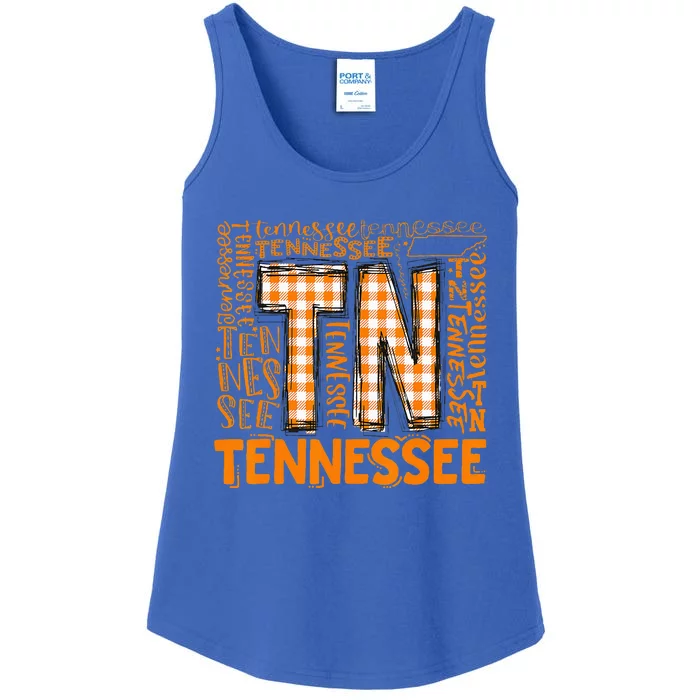 Tennessee State Flag Orange Plaid TN Ladies Essential Tank