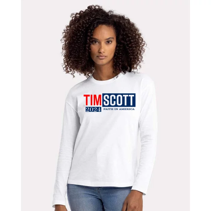 Tim Scott For President 2024 Campaign Womens Cotton Relaxed Long Sleeve T-Shirt