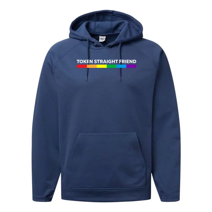 Token Straight Friend Rainbow Colors Performance Fleece Hoodie