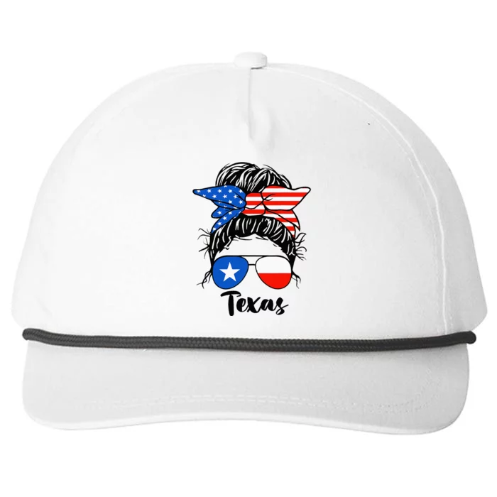 Texas State Flag Sunglasses Mom Messy Bun Hair Girl Snapback Five-Panel Rope Hat