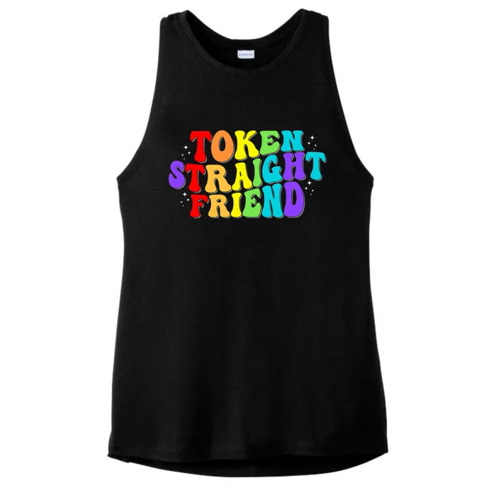 Token Straight Friend Rainbow Colors Ladies Tri-Blend Wicking Tank