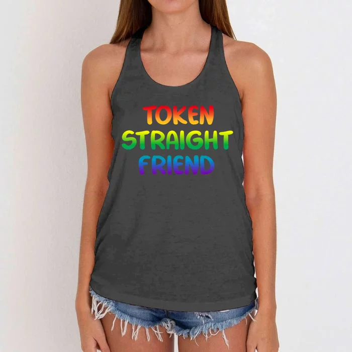 Token Straight Friend Rainbow Colors Women's Knotted Racerback Tank