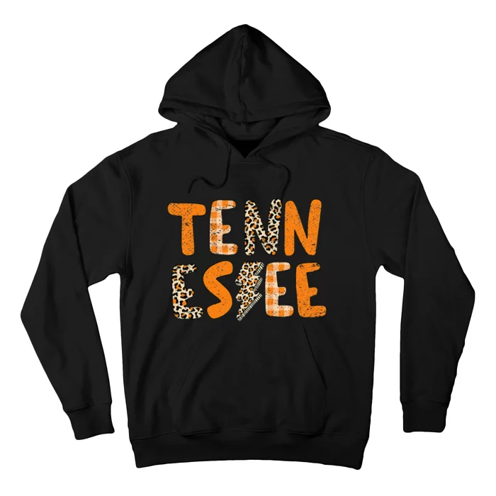 Tennessee State Flag Orange Plaid Leopard Tn Hoodie