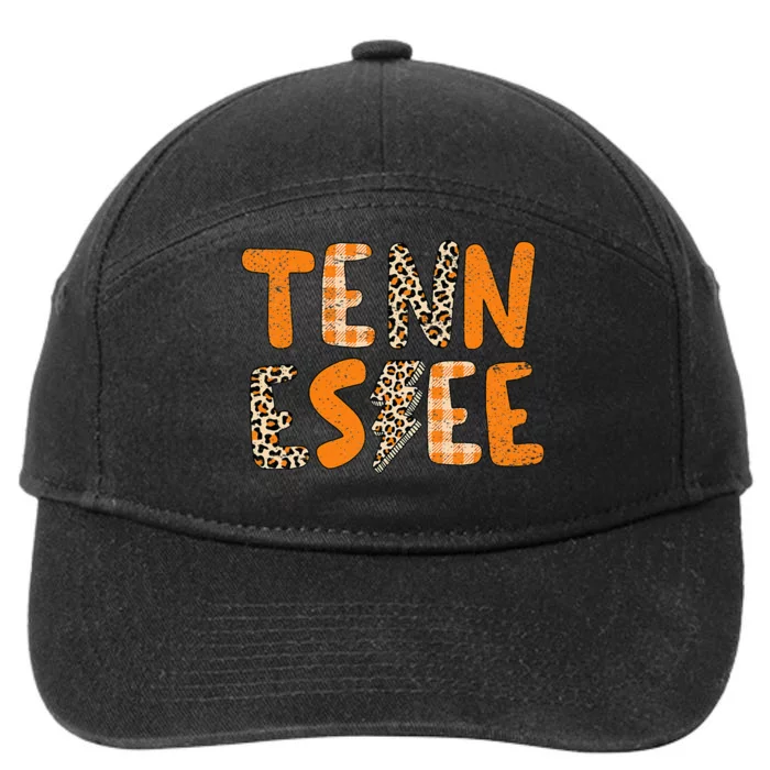 Tennessee State Flag Orange Plaid Leopard Tn 7-Panel Snapback Hat