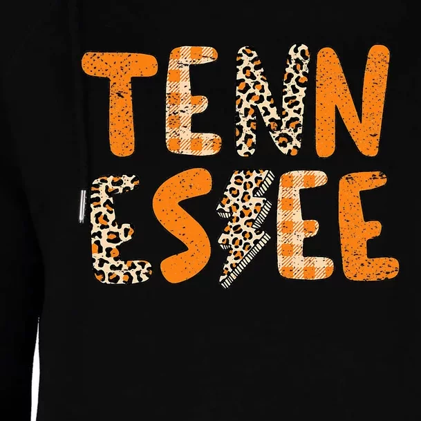 Tennessee State Flag Orange Plaid Leopard Tn Womens Funnel Neck Pullover Hood