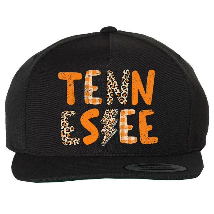 Tennessee State Flag Orange Plaid Leopard Tn Wool Snapback Cap