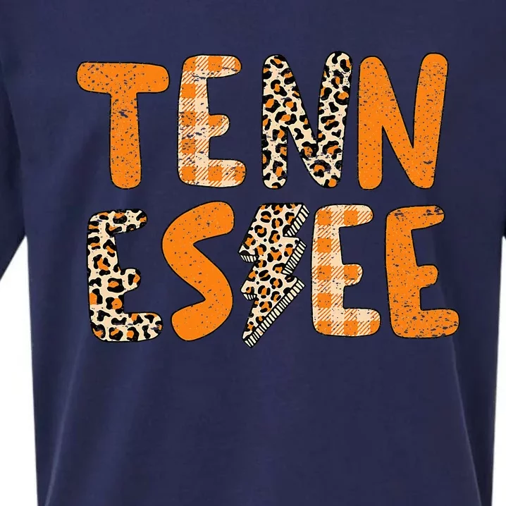 Tennessee State Flag Orange Plaid Leopard Tn Sueded Cloud Jersey T-Shirt