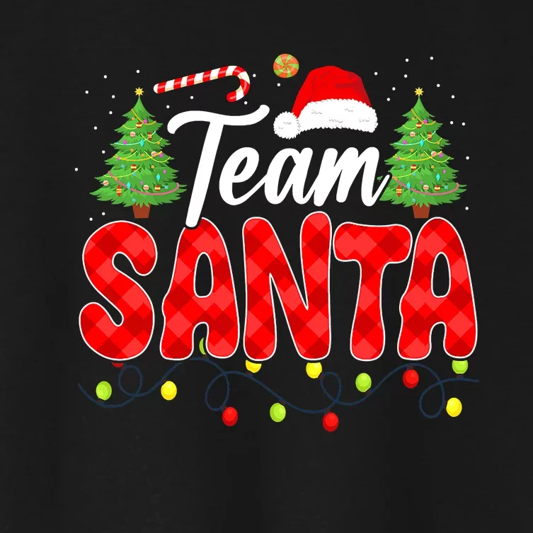 Team Santa Family Group Matching Christmas Pajama Party Women's Crop Top Tee