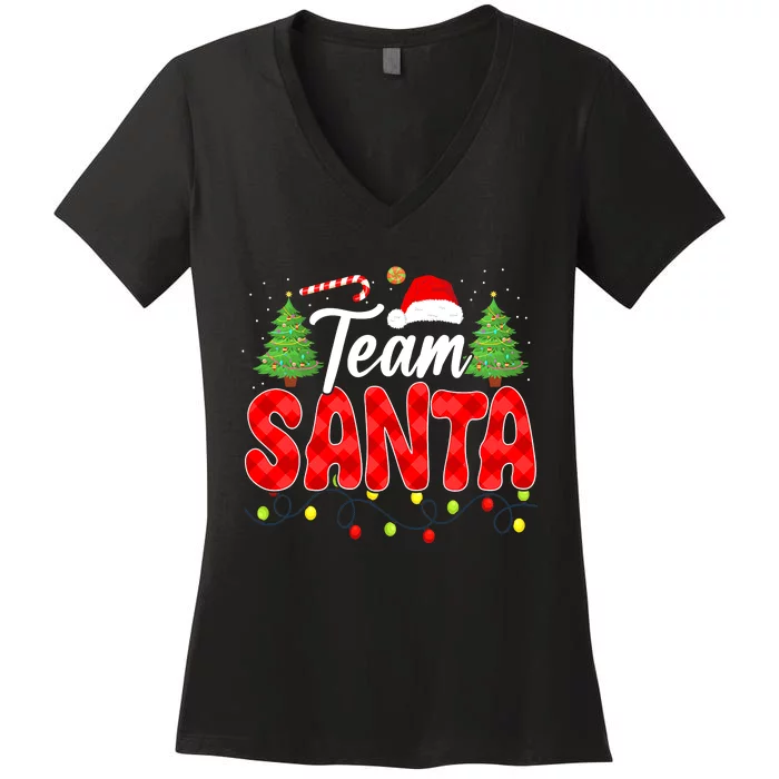 Team Santa Family Group Matching Christmas Pajama Party Women's V-Neck T-Shirt