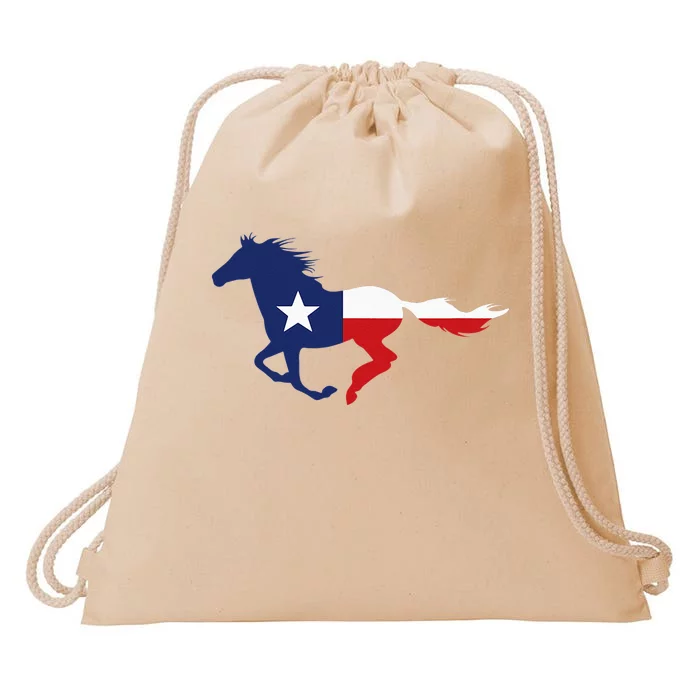 Texas State Flag Running Horse Drawstring Bag