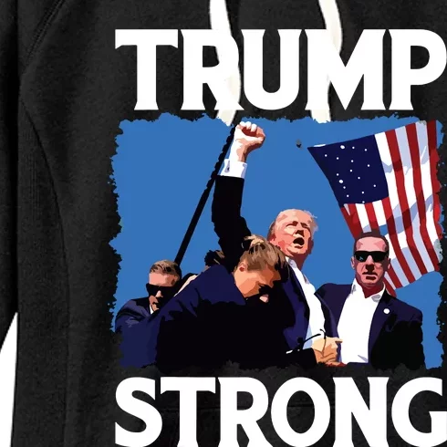 Trump Strong Fist Hand Us Vote Trump 2024 Survives Rally Women's Fleece Hoodie