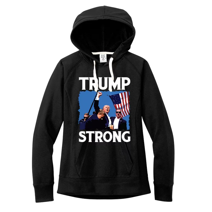 Trump Strong Fist Hand Us Vote Trump 2024 Survives Rally Women's Fleece Hoodie