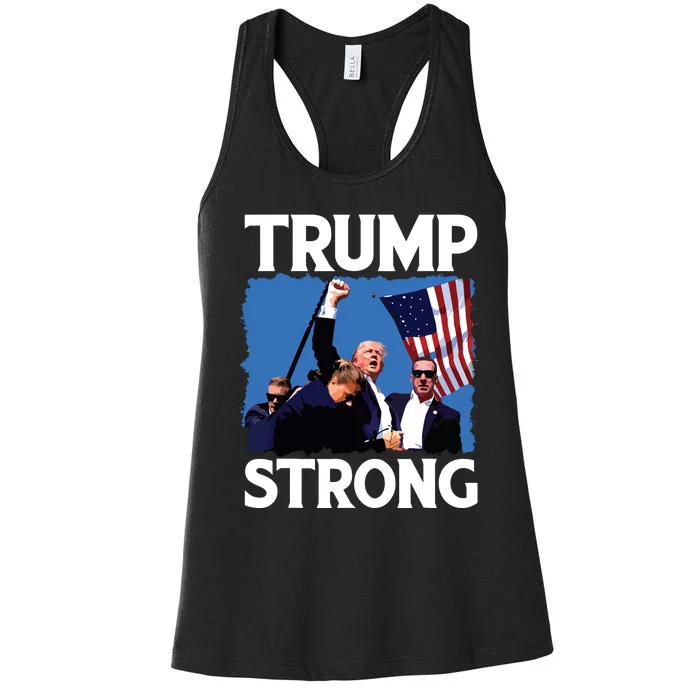 Trump Strong Fist Hand Us Vote Trump 2024 Survives Rally Women's Racerback Tank