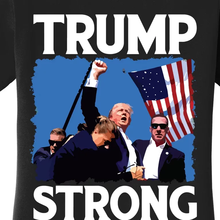 Trump Strong Fist Hand Us Vote Trump 2024 Survives Rally Women's T-Shirt