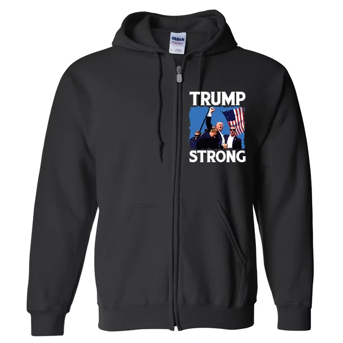 Trump Strong Fist Hand Us Vote Trump 2024 Survives Rally Full Zip Hoodie