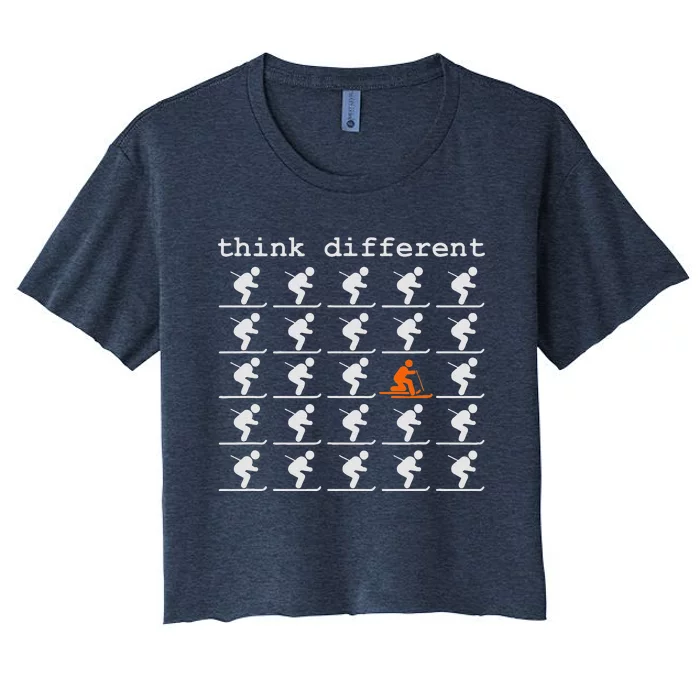 Telemark Skiing Free your Heel Think Different Ski Women's Crop Top Tee