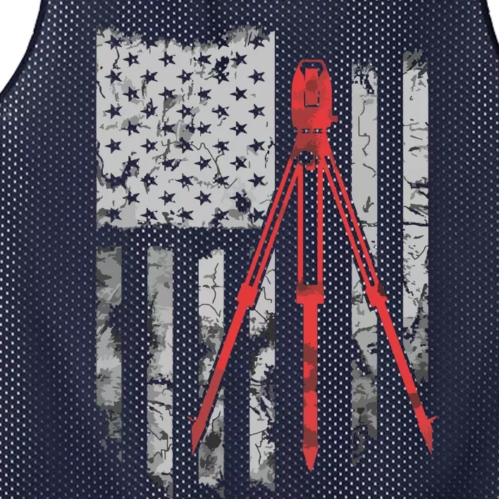 Tripod Survey Flag America 4th July Land Surveyor Mesh Reversible Basketball Jersey Tank