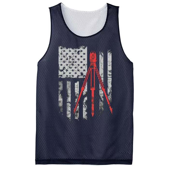 Tripod Survey Flag America 4th July Land Surveyor Mesh Reversible Basketball Jersey Tank