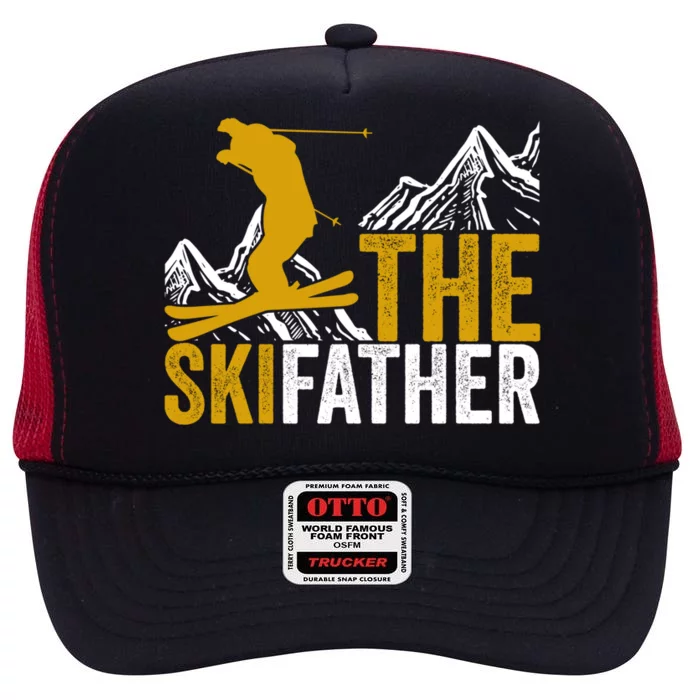 The Ski Father Cool Dad Skiing Adventure Slope Style Design Funny Gift High Crown Mesh Trucker Hat