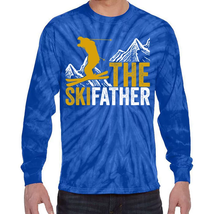 The Ski Father Cool Dad Skiing Adventure Slope Style Design Funny Gift Tie-Dye Long Sleeve Shirt