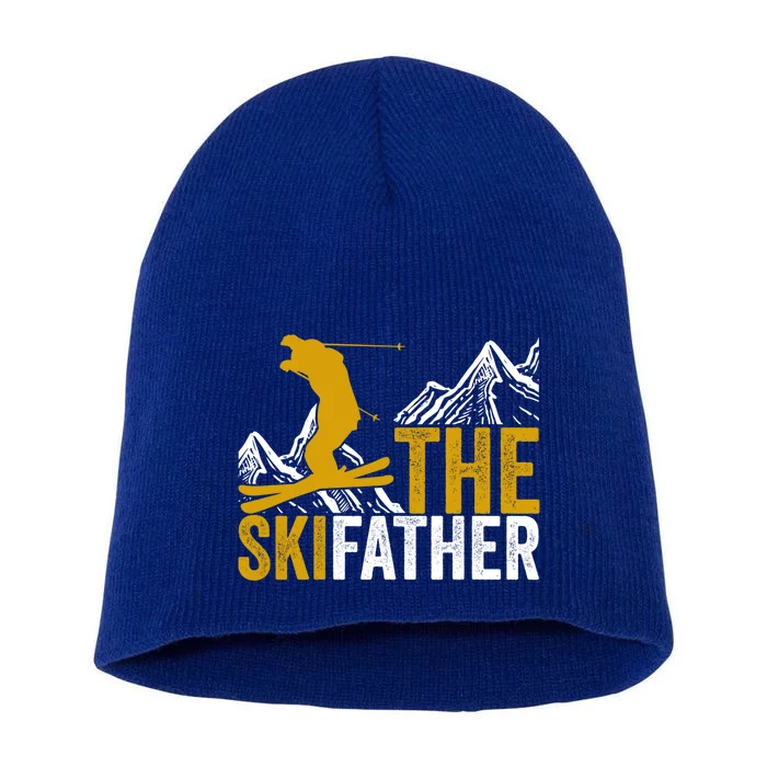 The Ski Father Cool Dad Skiing Adventure Slope Style Design Funny Gift Short Acrylic Beanie