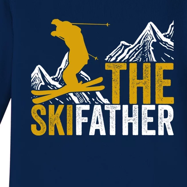 The Ski Father Cool Dad Skiing Adventure Slope Style Design Funny Gift Baby Long Sleeve Bodysuit