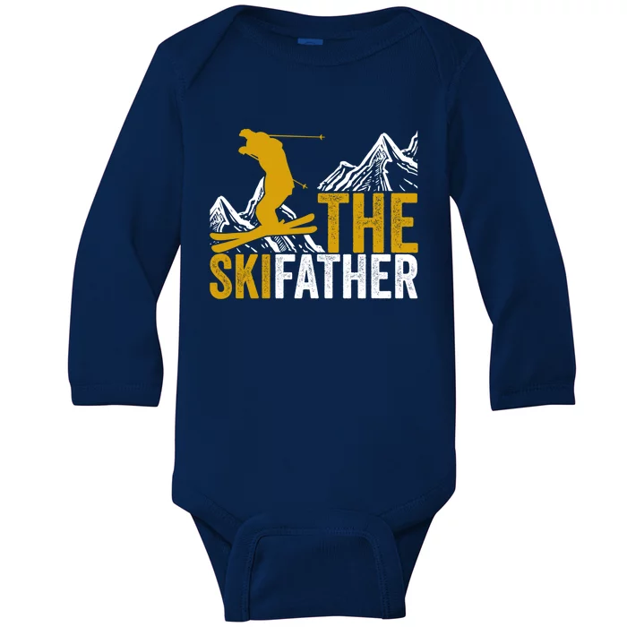 The Ski Father Cool Dad Skiing Adventure Slope Style Design Funny Gift Baby Long Sleeve Bodysuit