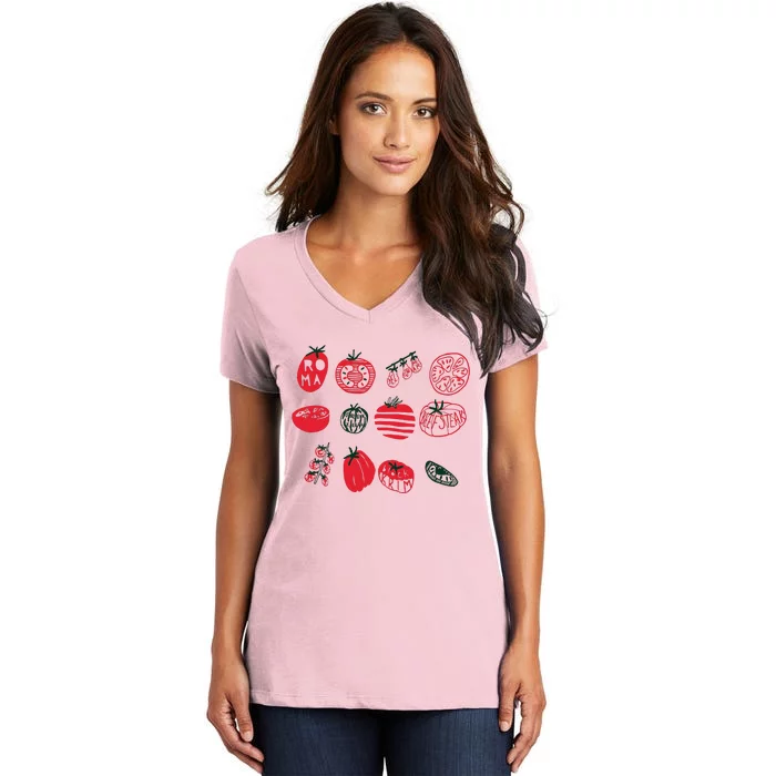 Tomato Shirts Foodie Gardening Gift Women's V-Neck T-Shirt