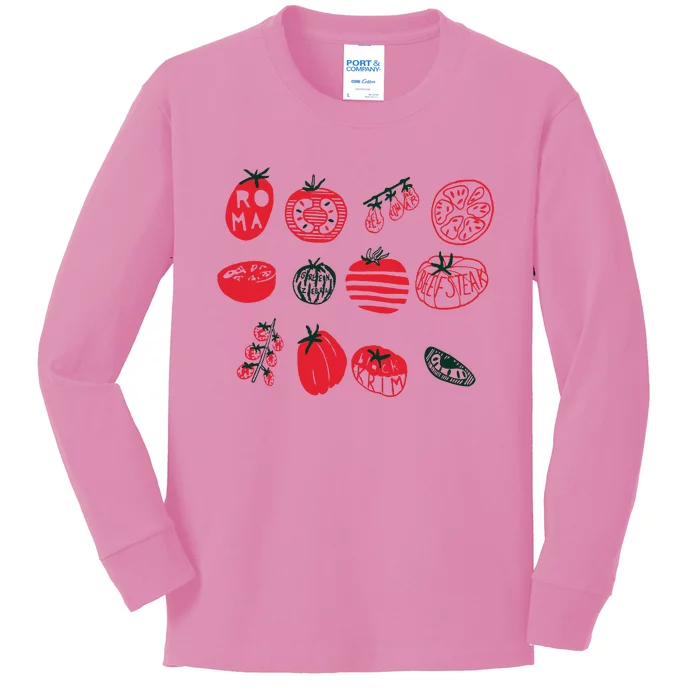 Tomato Shirts Foodie Gardening Gift Kids Long Sleeve Shirt