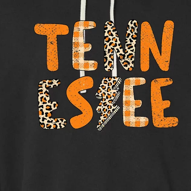 Tennessee State Flag Orange Plaid Leopard TN Garment-Dyed Fleece Hoodie