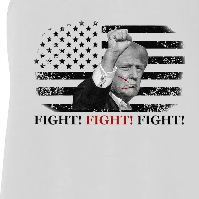 Trump Shooting Fist In Air Fight Blood On Face Women's Racerback Tank