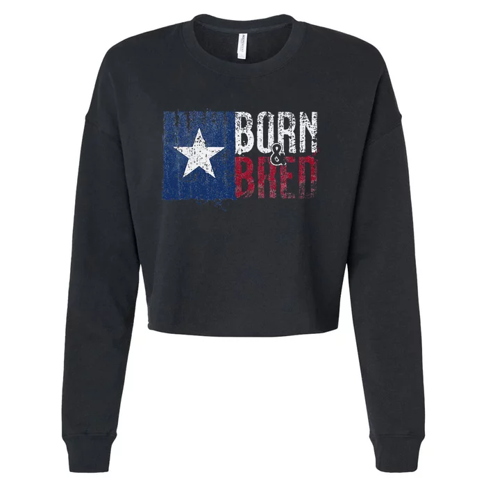 Texas State Flag Pride Born & Bred Native Home Cropped Pullover Crew