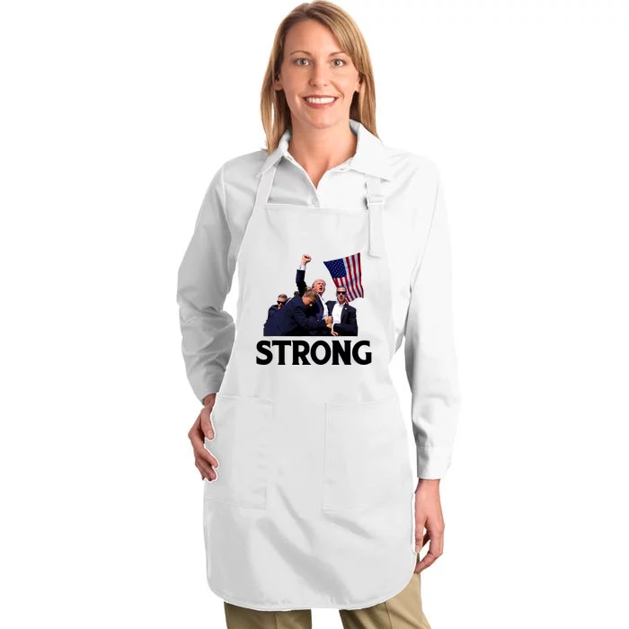 Trump Strong Fist Hand Us Vote Trump 2024 Survives Rally Full-Length Apron With Pocket