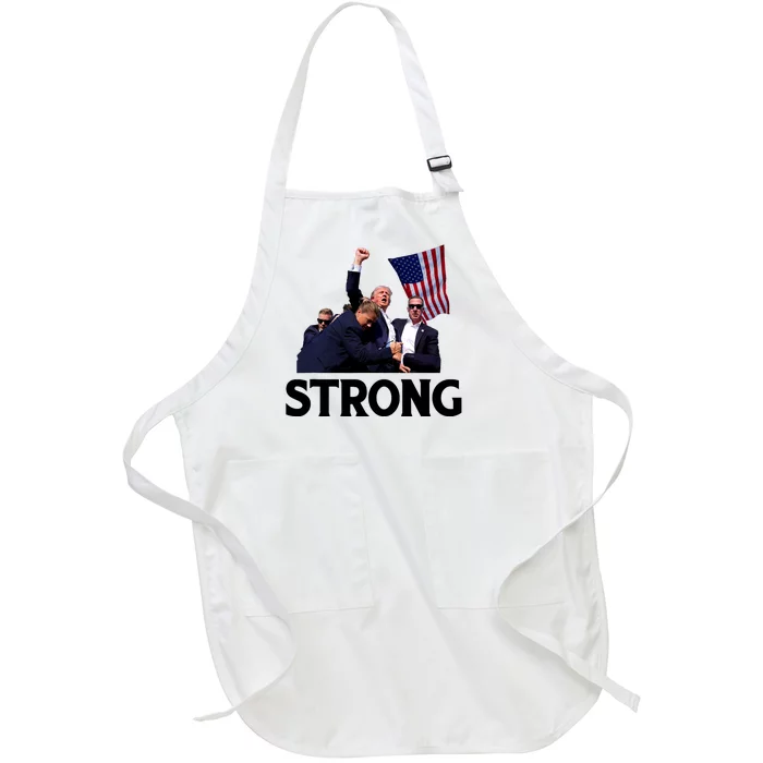 Trump Strong Fist Hand Us Vote Trump 2024 Survives Rally Full-Length Apron With Pocket