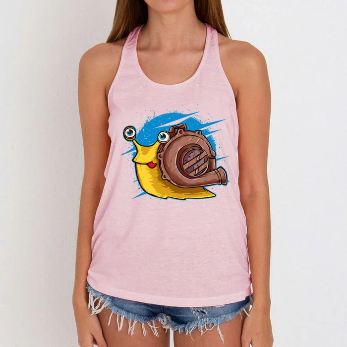 Turbo Snail Funny Boost Car Engine Steam Punk Style Gift Women's Knotted Racerback Tank