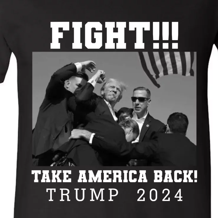 Trump Shot Fight For America Take America Back Trump 2024 V-Neck T-Shirt