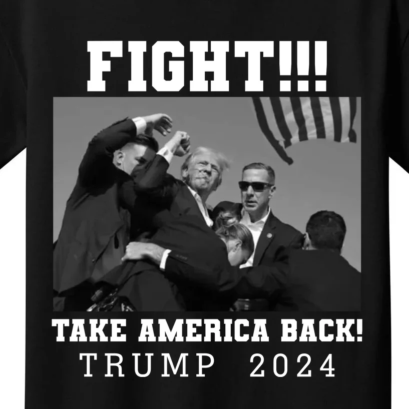 Trump Shot Fight For America Take America Back Trump 2024 Kids T-Shirt