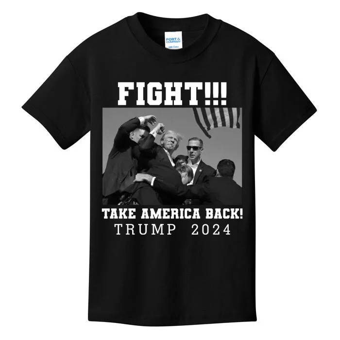 Trump Shot Fight For America Take America Back Trump 2024 Kids T-Shirt