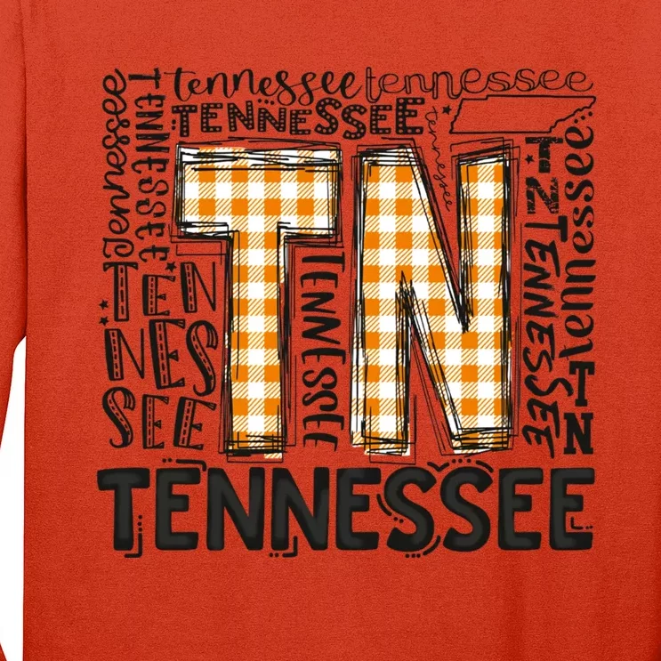 Tennessee State Flag Orange Plaid TN Long Sleeve Shirt