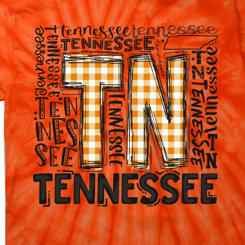 Tennessee State Flag Orange Plaid TN Tie-Dye T-Shirt